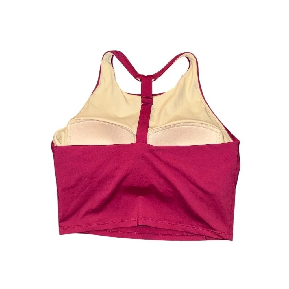 AKHG Duluth Trading Lost Lake Longline High-Neck Swim Bra Top 14 Magenta UPF 50+